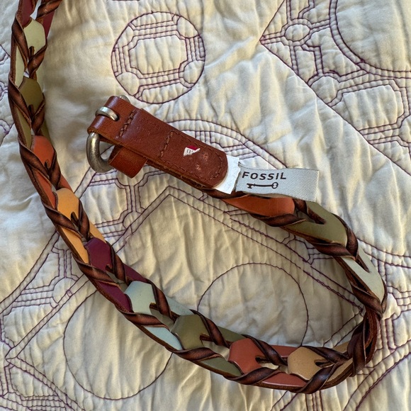 Vintage 90s Colorful Fossil Belt Size S 38”L Total with buckle - Picture 2 of 4